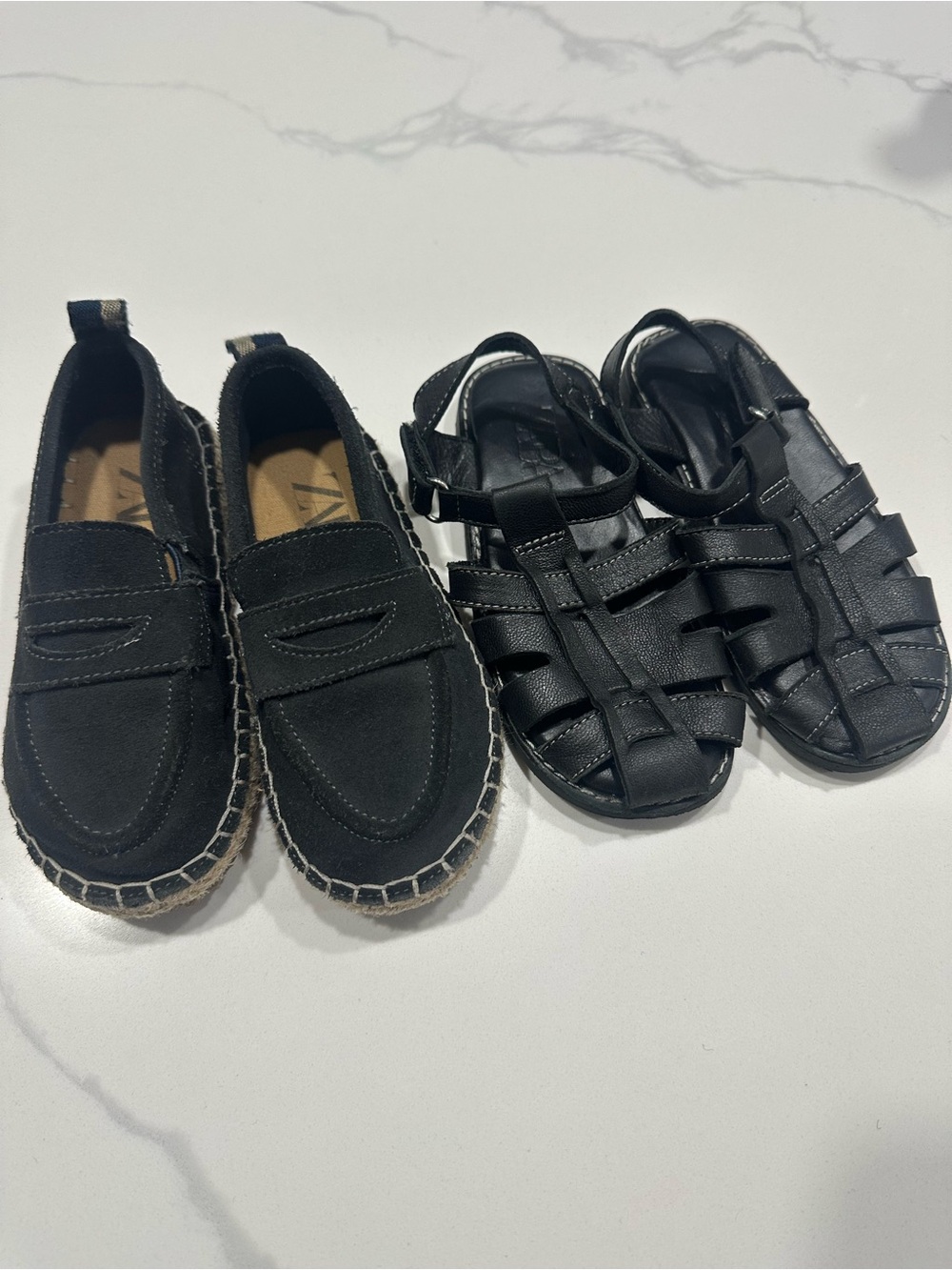 Zara Black Kids Espadrille Loafers & Black Fisherman Sandals Set